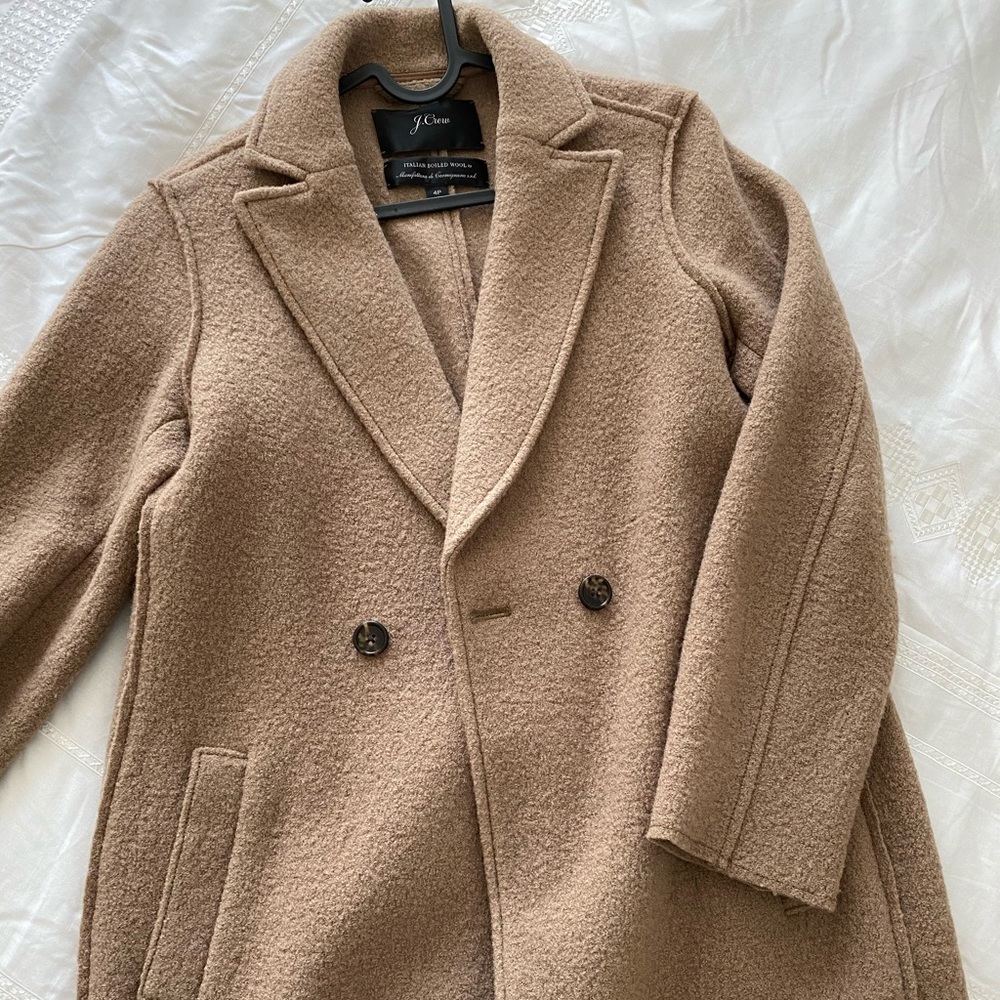 J crew double breasted raw wool coat
